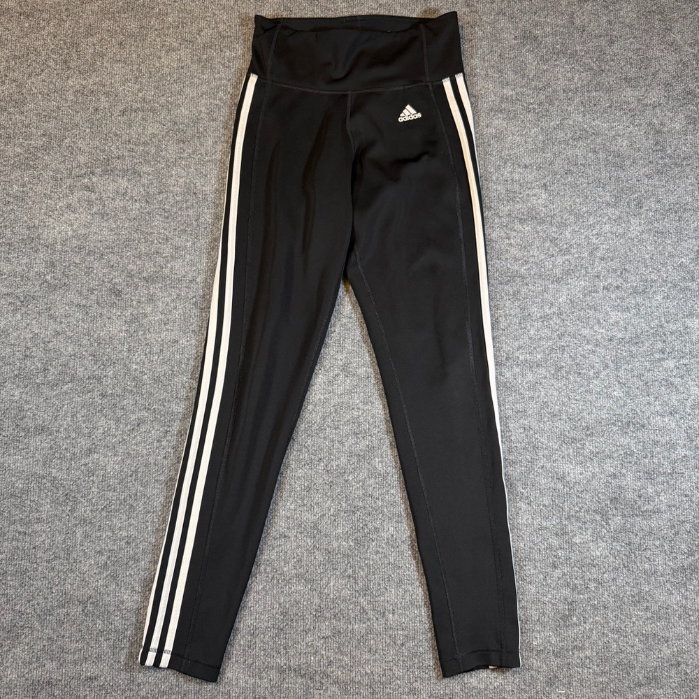 Adidas Climalite‎ Womens Small 3-Stripe Full Length Black Leggings